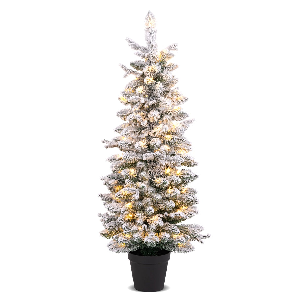 120CM Snow-Flocked Christmas Tree with 80 LED Lights & 176 Branch Tips