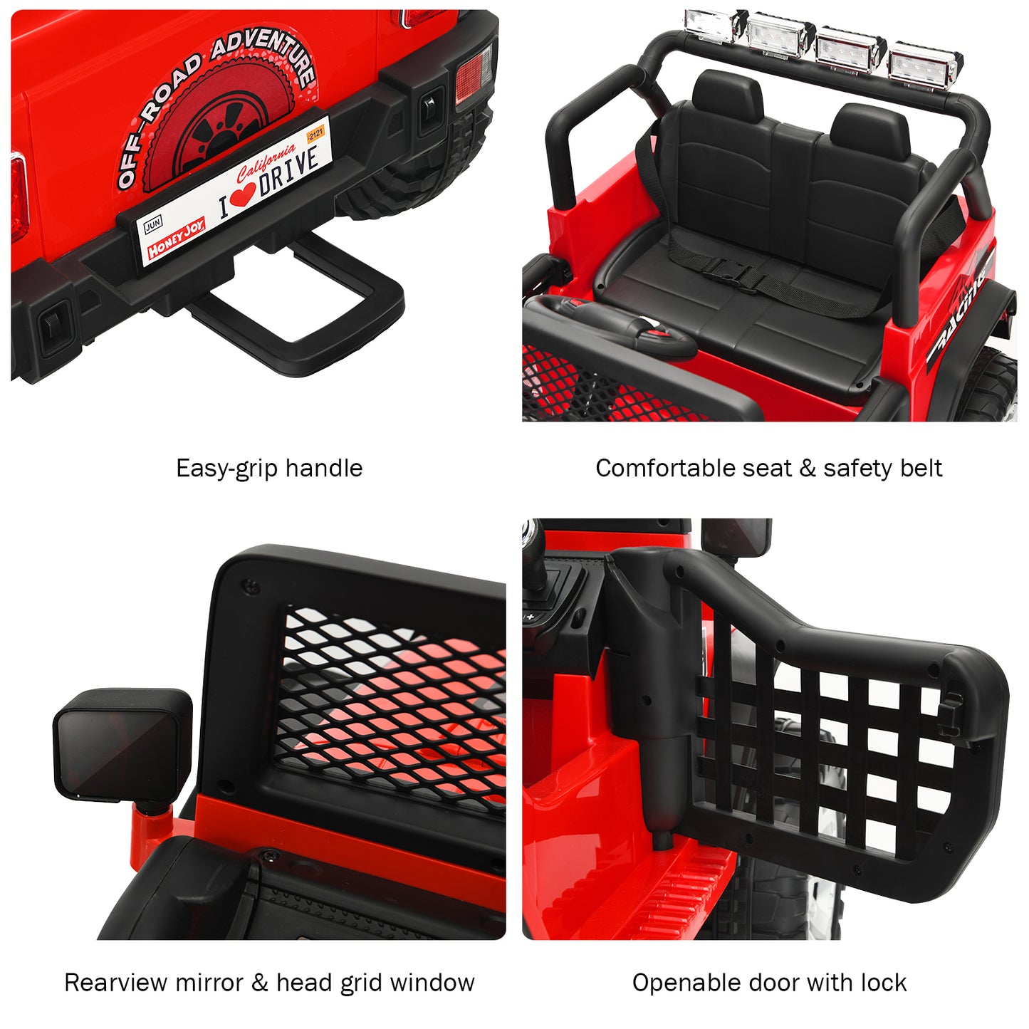 12V Electric Ride-On Car with Parental Remote Control for Ages 3+-Red