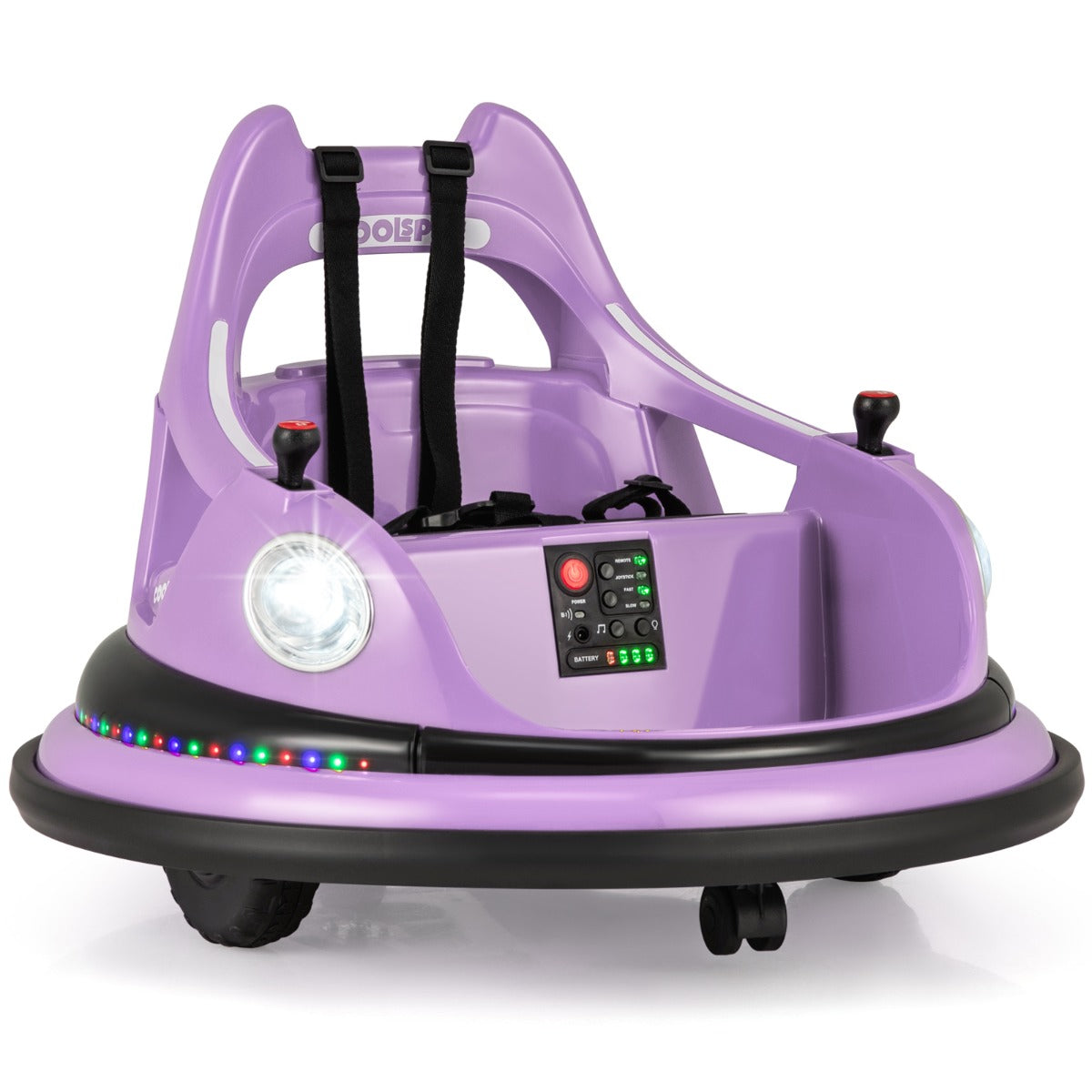 12V Kids Electric Bumper Car with Remote, Music & Lights, Purple