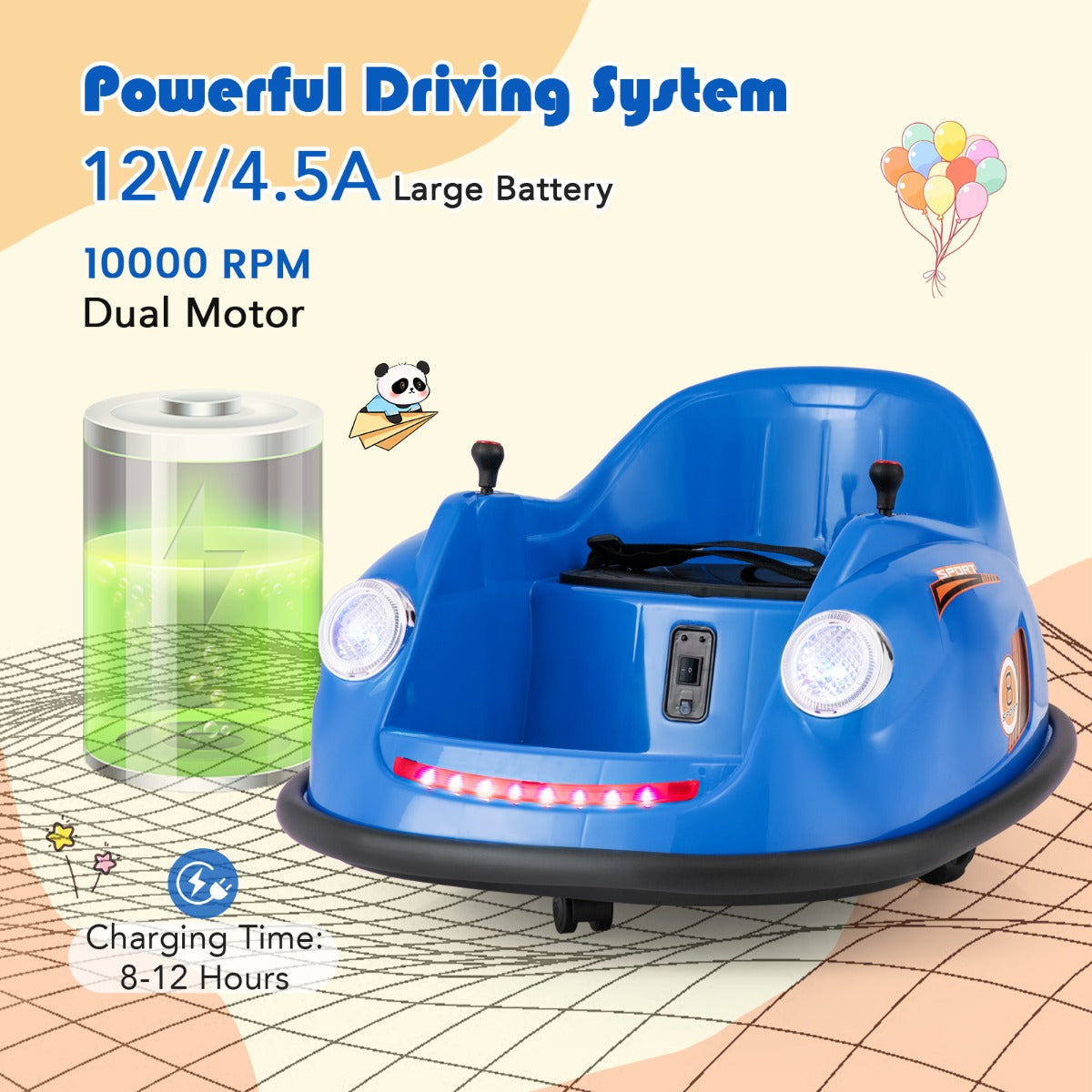 12V Electric Kids Bumper Car with Remote & 360° Spin, Ages 2-5, Navy