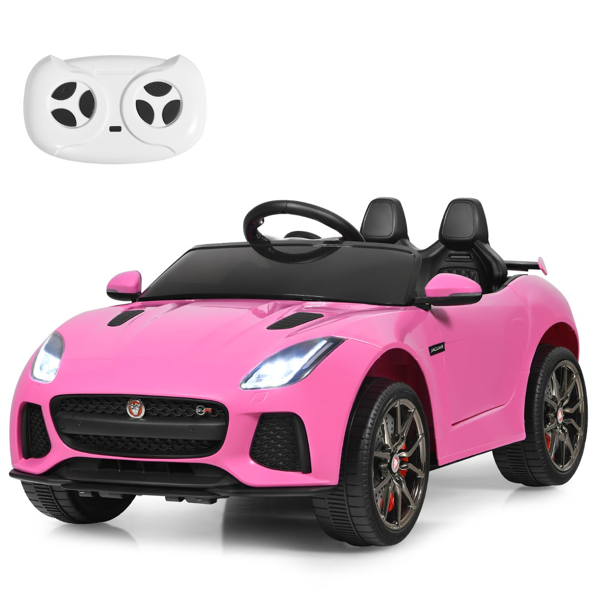 12V Kids Electric Jaguar Ride-On Car with Remote, Music, and Safety Features