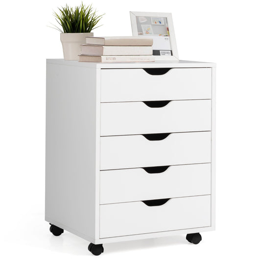 Costway Chest of Drawers with 4 Swivel Wheels for Home and Office