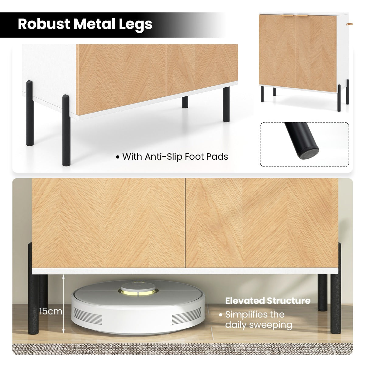 Versatile fluted storage cabinet combining stylish design, practical organization, and stability