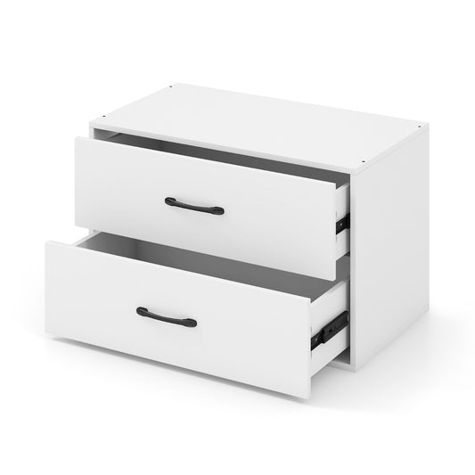 2-Drawer Stackable Storage Organizer with Anti-Topping Kits-White
