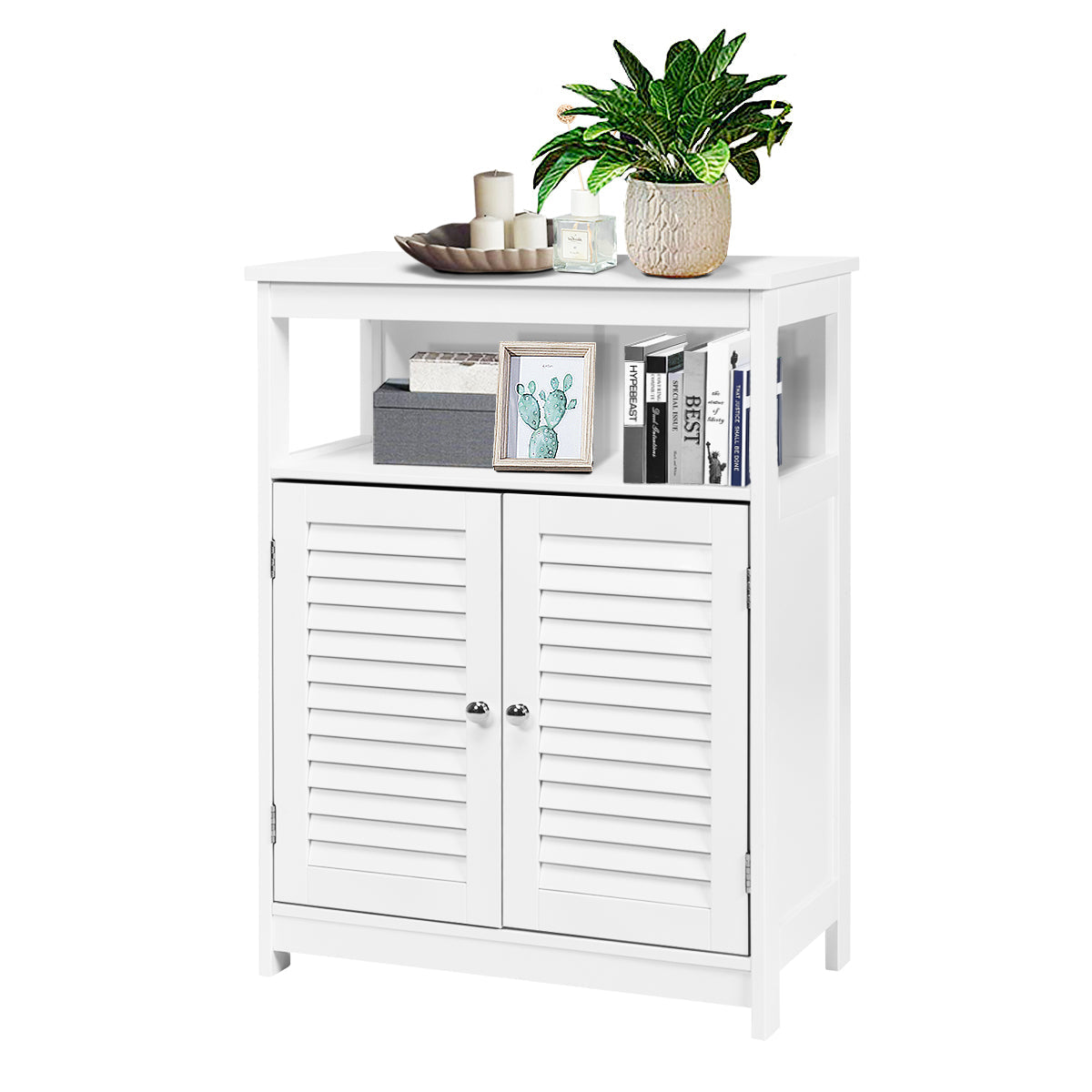Versatile storage cabinet can also serve as a side table or bedside cabinet in bedrooms and living rooms