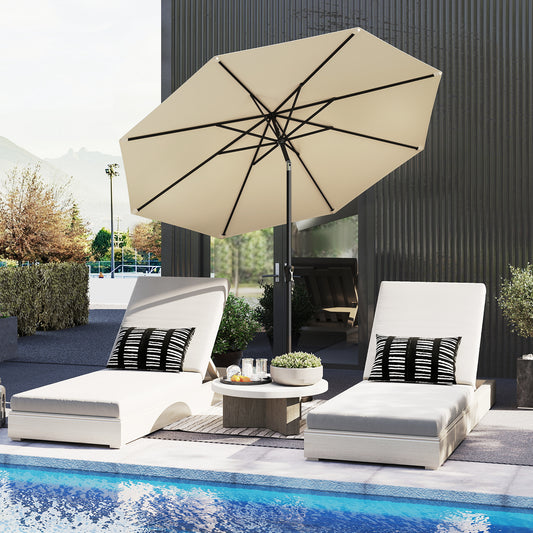 3M Patio Umbrella 8 Ribs with Tilt Mechanism and Crank Handle and Vented Top-Beige