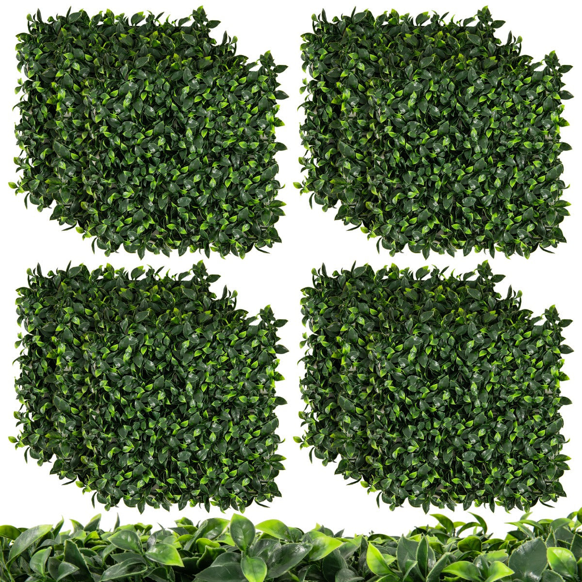 12-Piece 0.5m x 0.5m Artificial Grass Wall Panels with Gradient Green Leaves