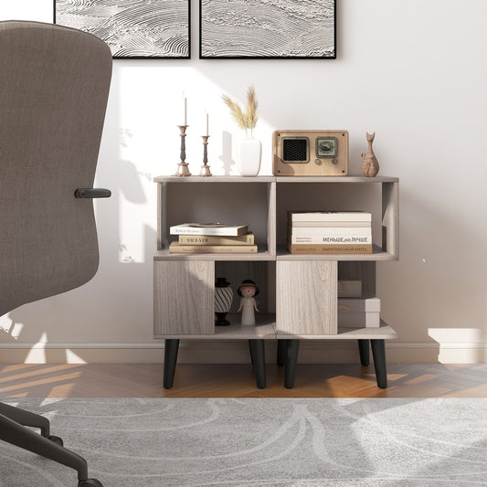 3-Tier Geometric Bookshelf Set of 2 Modern Asymmetrical End Table