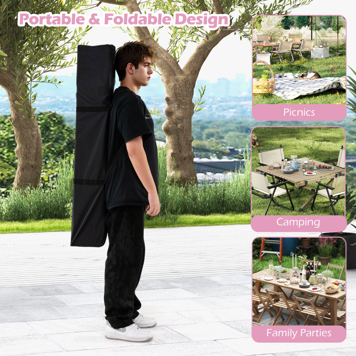 3 x 3M 1-Person Setup Pop up Canopy Tent-Pink