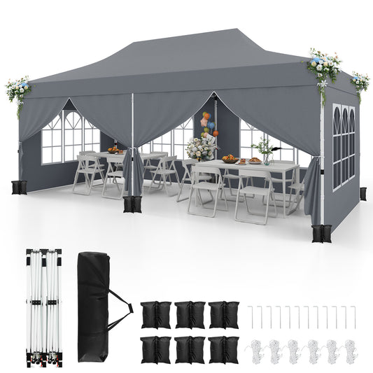 3 x 6 M Canopy with 6 Detachable Sidewalls-Grey