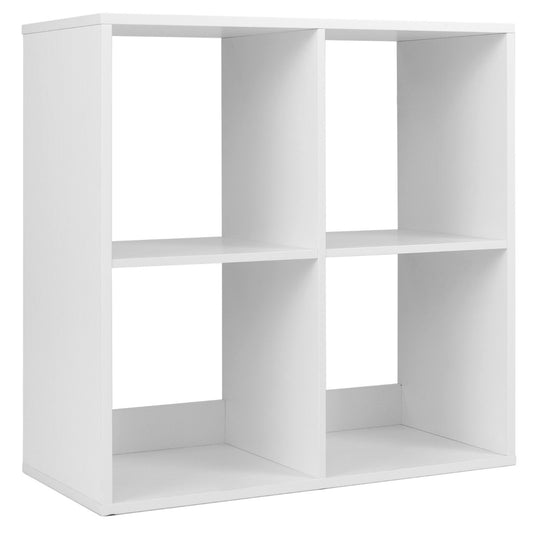 4-Cube Freestanding Floor Bookcase with Anti-toppling Devices-White