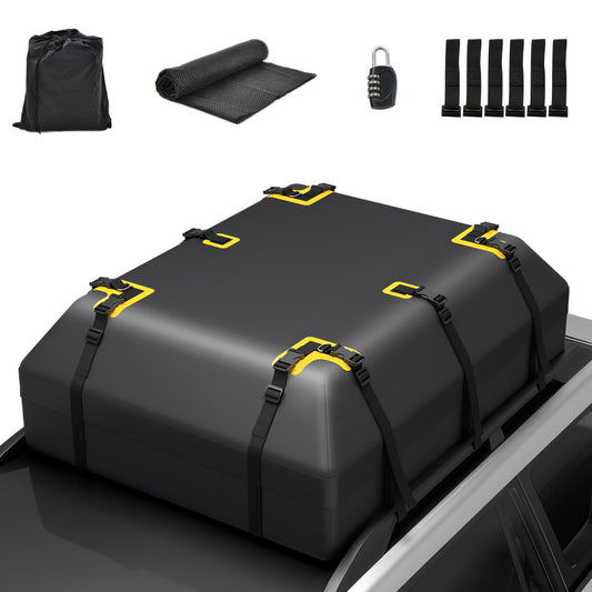 595 L Car Roof Bag with Door Hooks and Non-slip Mat-Black