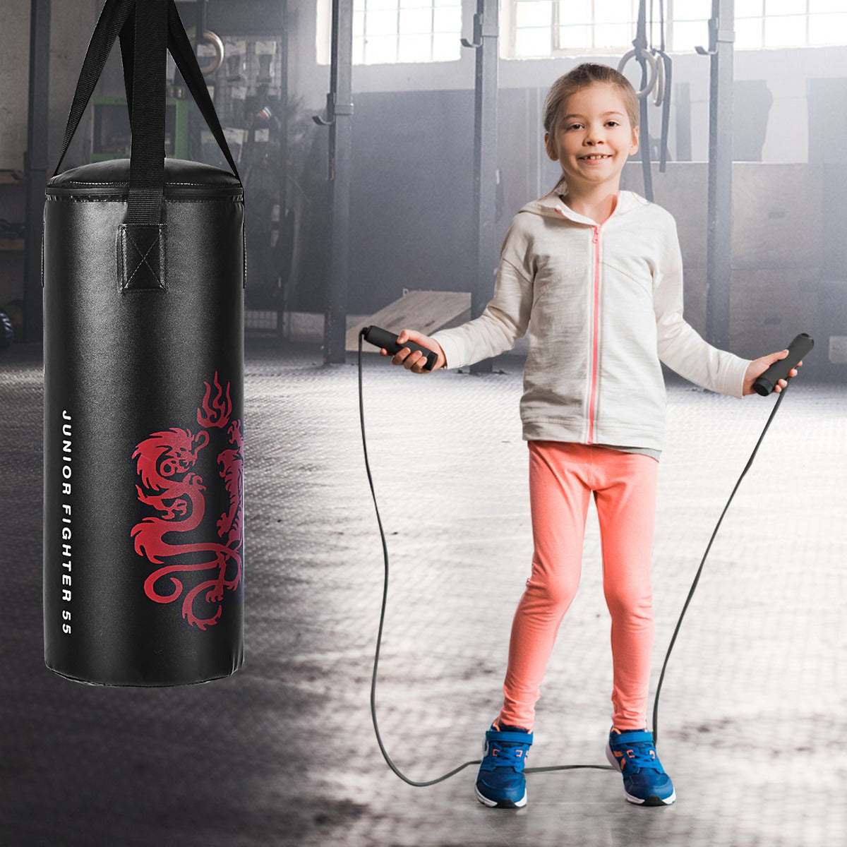 5 Pieces Kids Punching Bag Set with Boxing Gloves and Skipping Rope