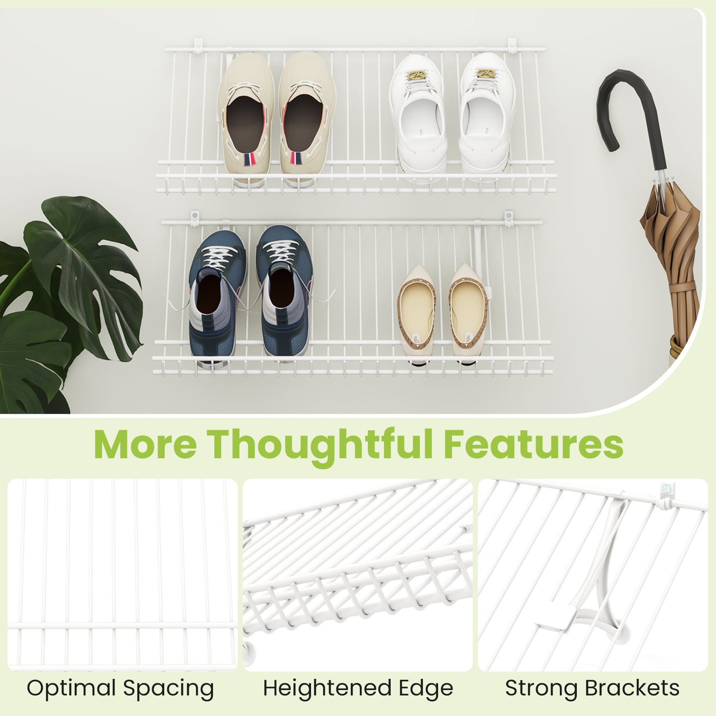 61 cm Metal Closet Shelves Wall Mounted Set of 2 for Laundry Room Bedroom