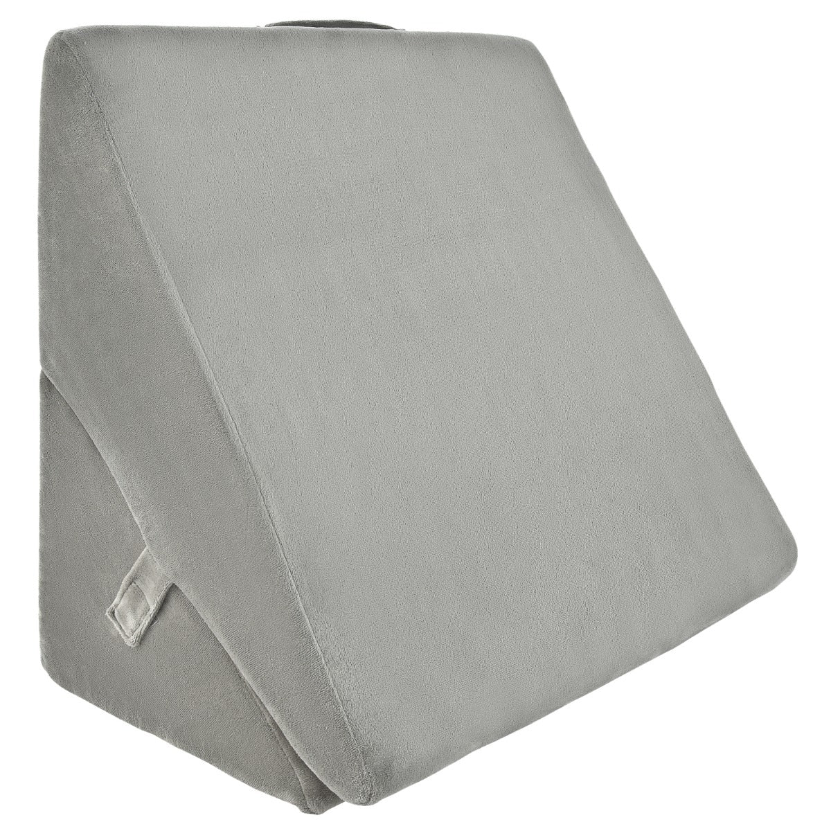 Grey 7-in-1 adjustable bed wedge pillow in high incline position