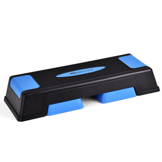 Costway 75cm Aerobic Stepper Block Bench with Risers and Adjustable Height-Blue