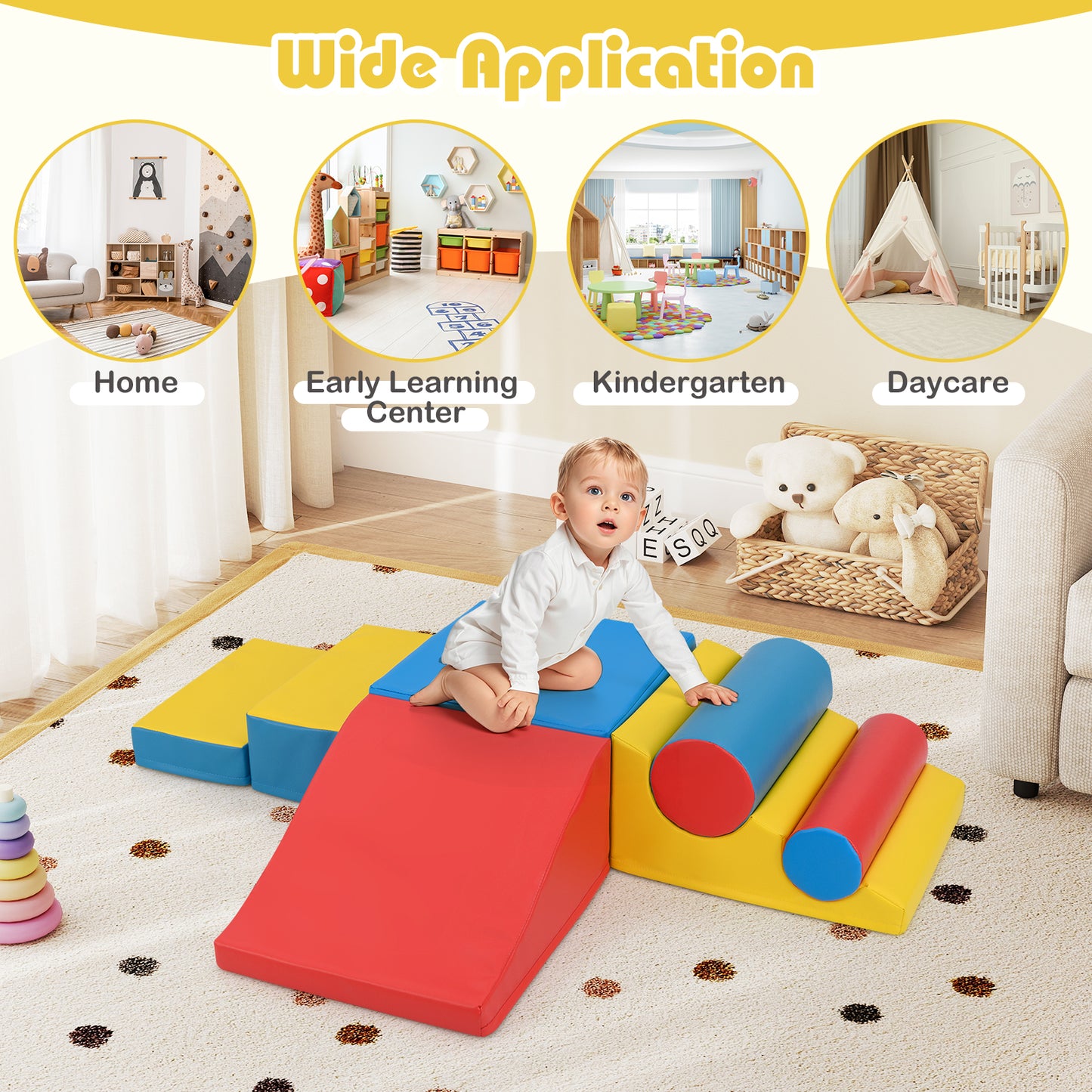7 Pieces Foam Building Blocks Set for Kids Creative Learning Toy Set-Colourful