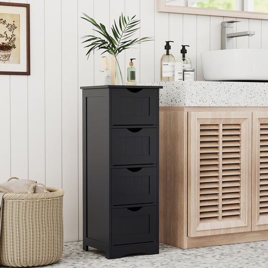 82 cm 4 Drawer Bathroom Floor Cabinet with Anti tipping Device-Black
