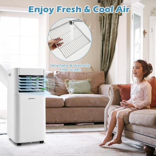 Costway 9000 BTU 3-in-1 Portable Air Conditioner with Fan and Dehumidifier Mode-White