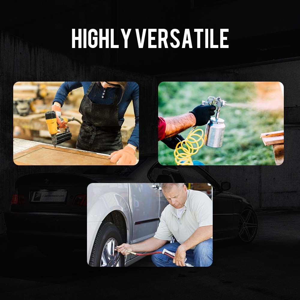 Portable Electric Air Compressor, 50L 3HP, with 5pc Air Tool Kit, 12m Hose