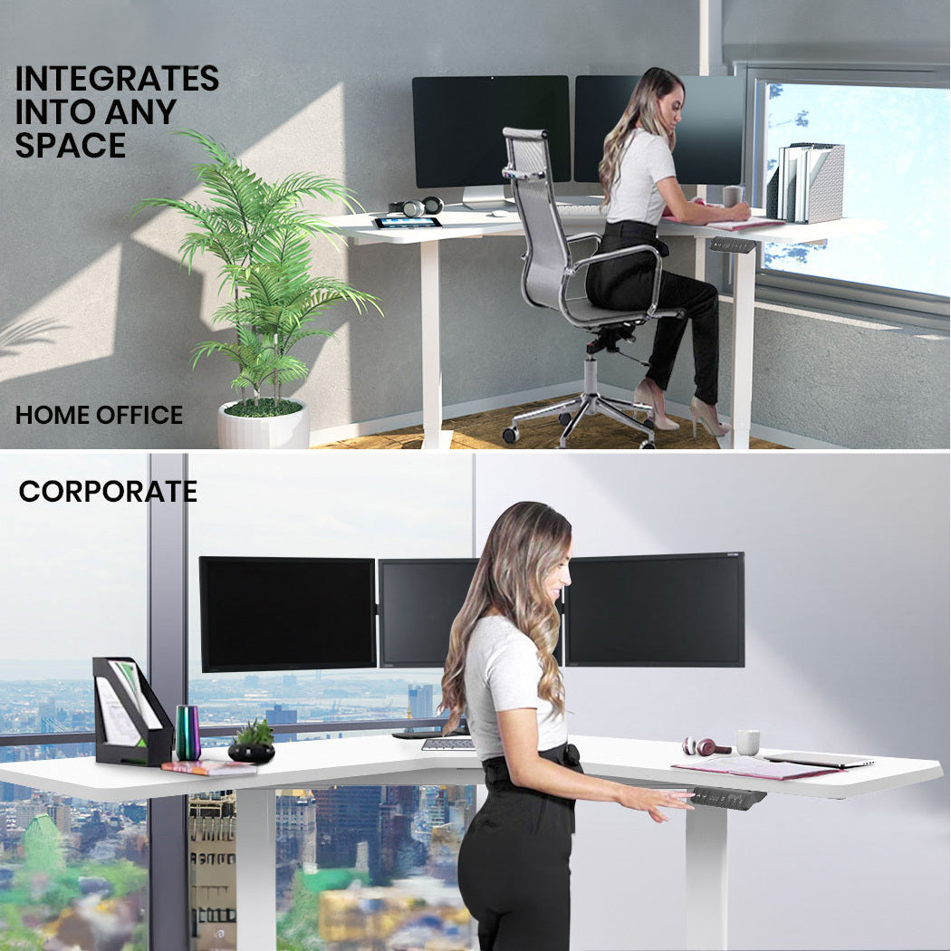 Adjustable Electric Corner Desk with Dual Motors, 0.98m x 0.98m Surface, 80kg Load