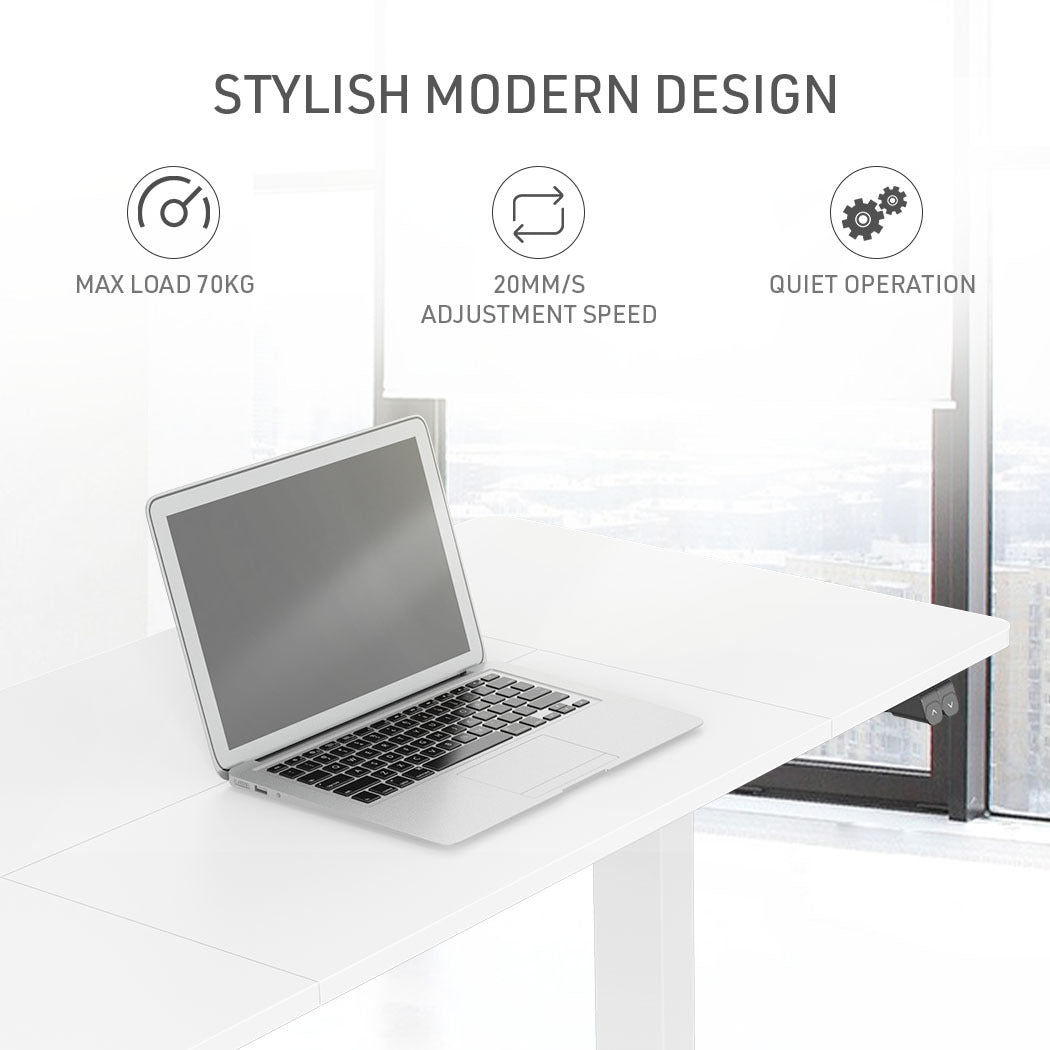 Electric Adjustable Standing Desk, 1.2x0.6m, 72-118cm Height, 70kg Capacity, White