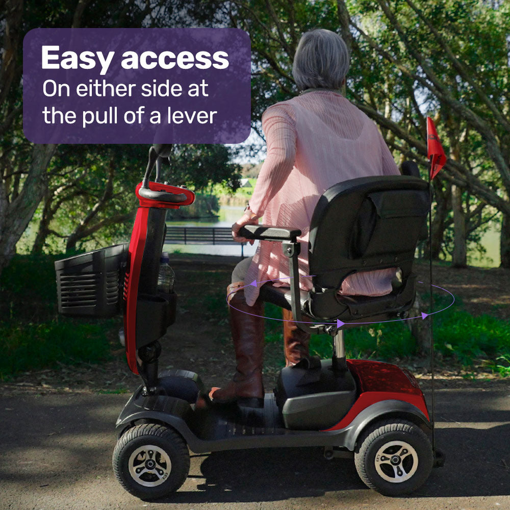 Mid-Sized Electric Mobility Scooter for Elderly, 120kg Capacity, Red
