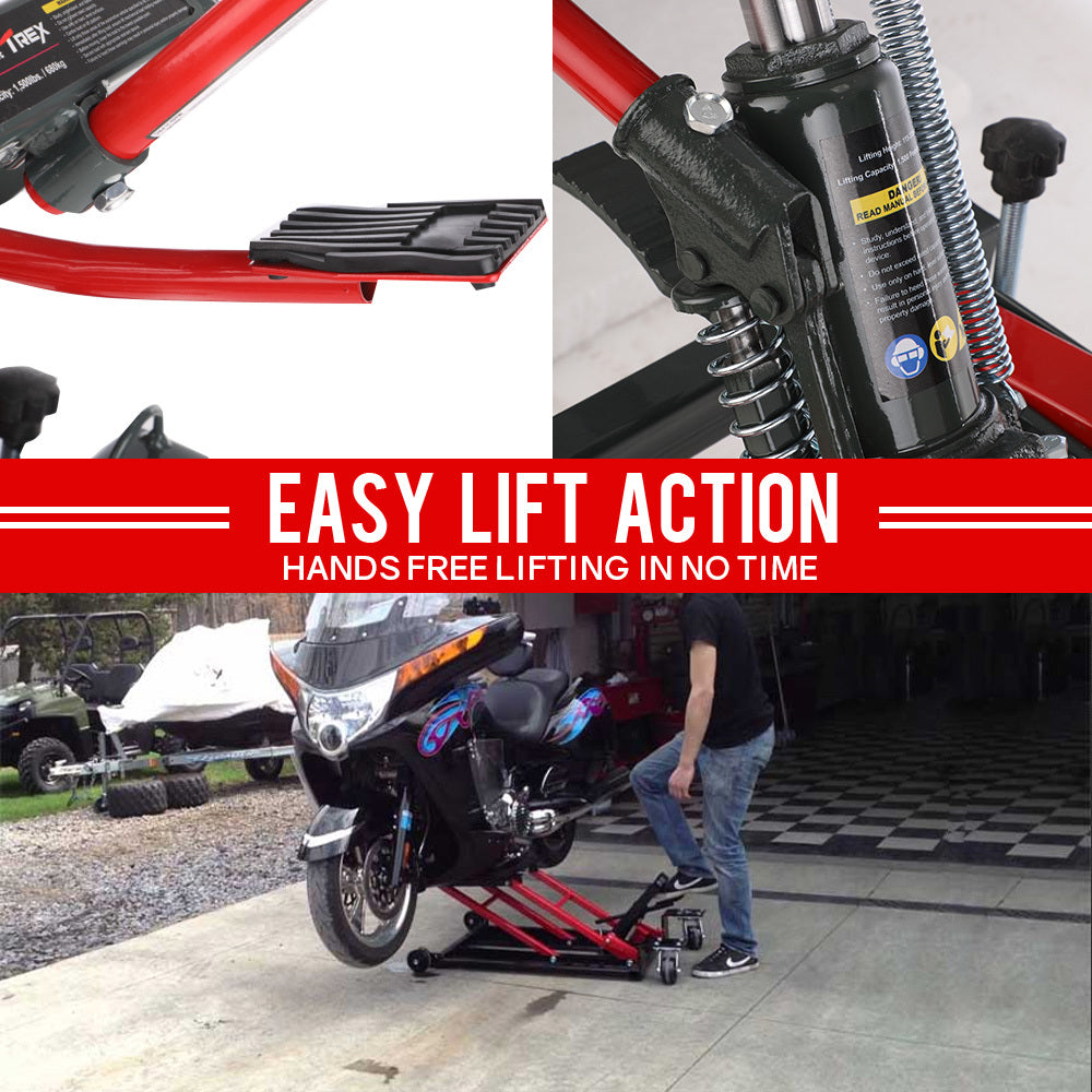 680kg Hydraulic Lift Jack Stand for Motorcycles & ATVs - 0.38m Height