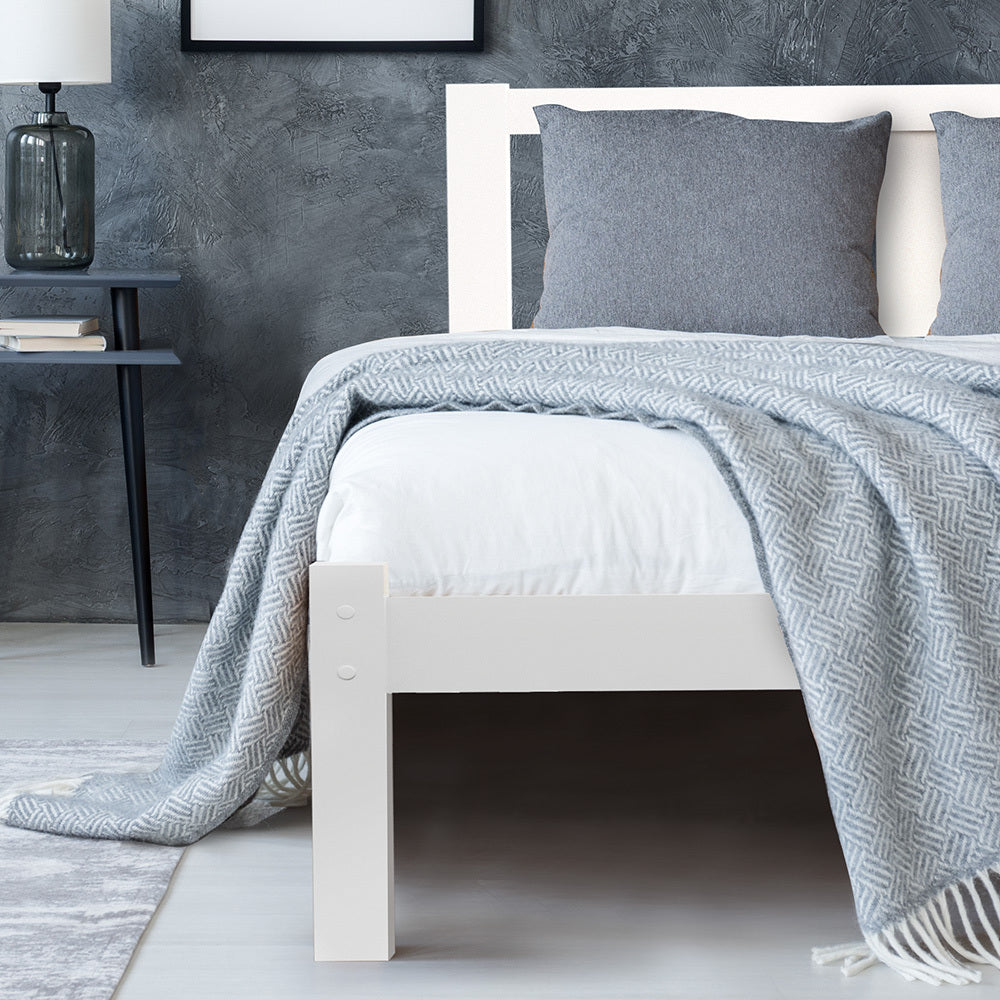 King Single Wooden Bed Frame with Durable Timber Slats, 150 kg Capacity
