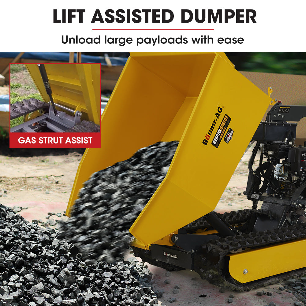 Motorised Tracked Wheelbarrow with 0.5 Ton Capacity and 0.73m Width, 230L Bucket