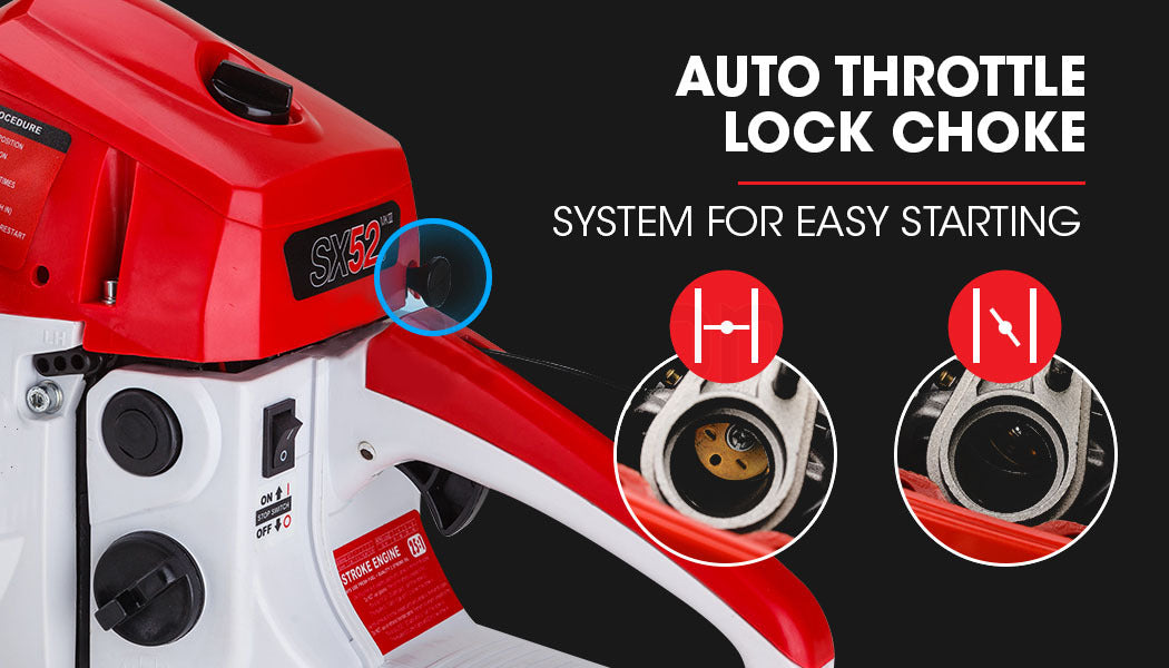 52cc Petrol Chainsaw with 0.5m Bar, E-Start System, Lightweight 6.4kg Design