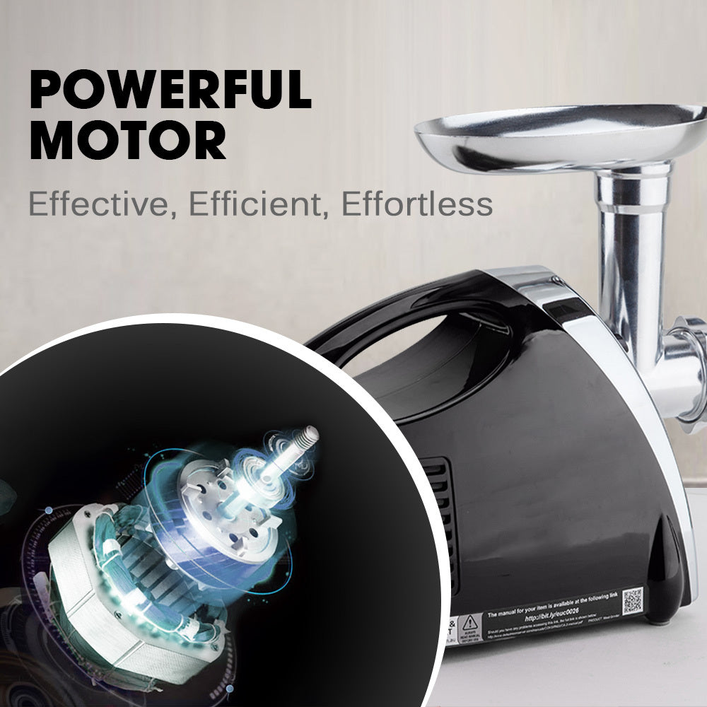 Electric Meat Grinder, Stainless Steel Mincer with Sausage & Kibbe Attachments