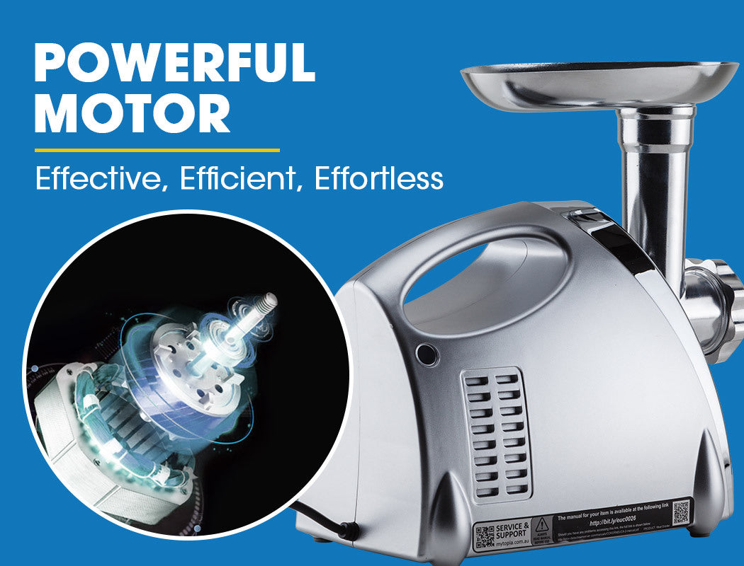 1800W Electric Meat Grinder with Sausage and Kibbe Attachments, Stainless Steel