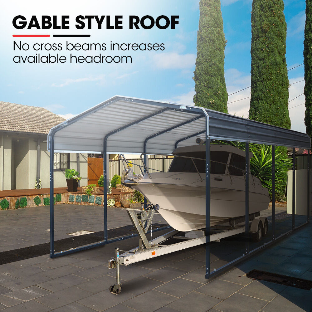 Heavy-Duty Carport Shed 3.3 x 6 x 2.9m with Galvanised Steel & Gable Roof