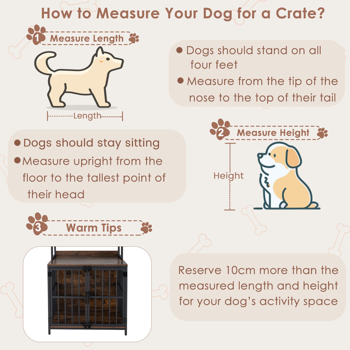 Wooden Dog Crate Furniture with Storage Shelves and Double Doors-Coffee