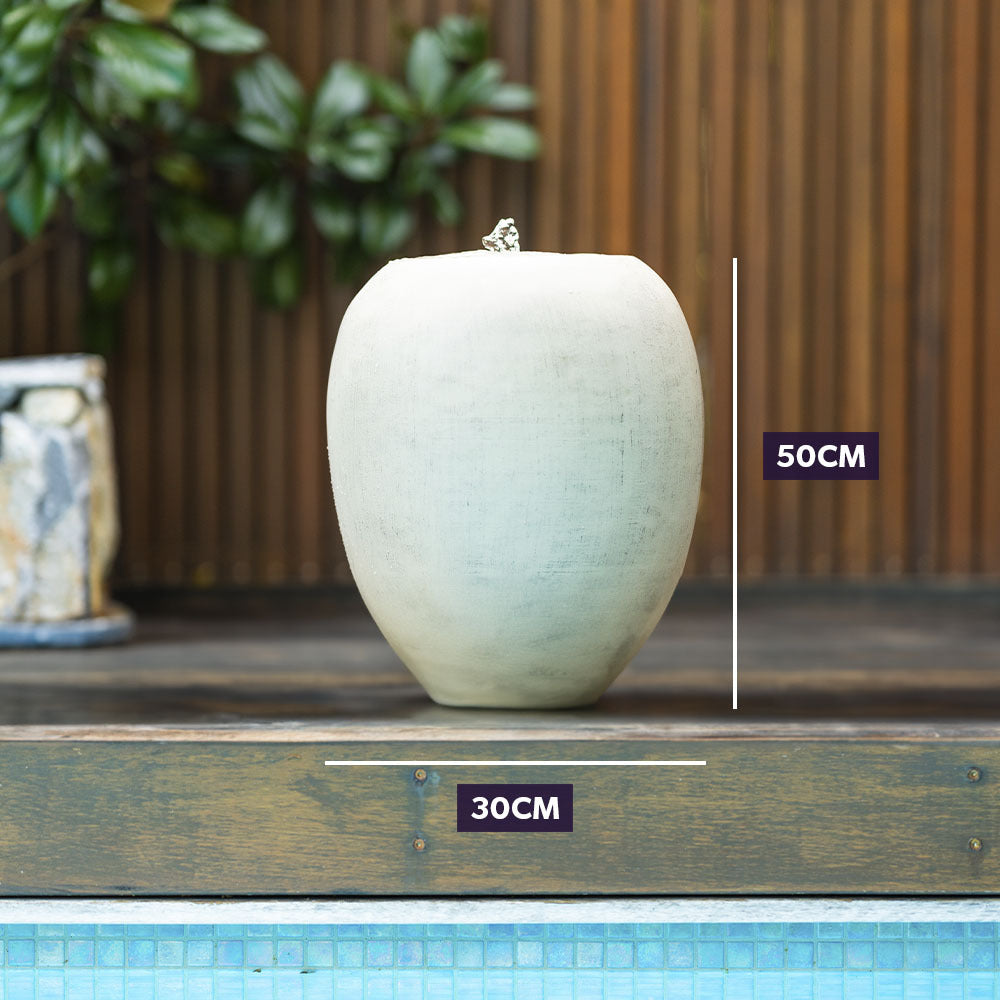 Solar-Powered Pot Style Water Feature with LED Lights and Battery Backup