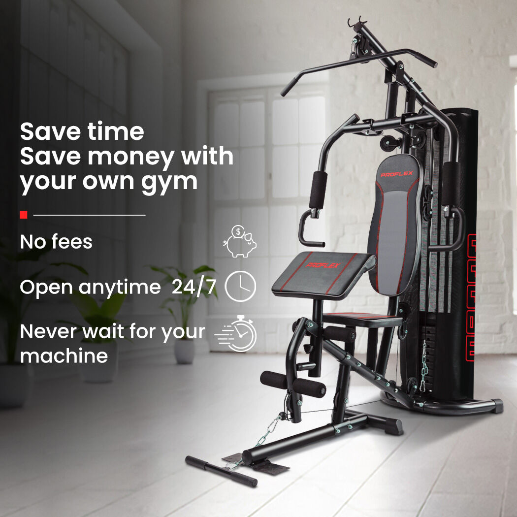 Multi-Station Compact Home Gym Set, 150lbs Weight Plates- M8000