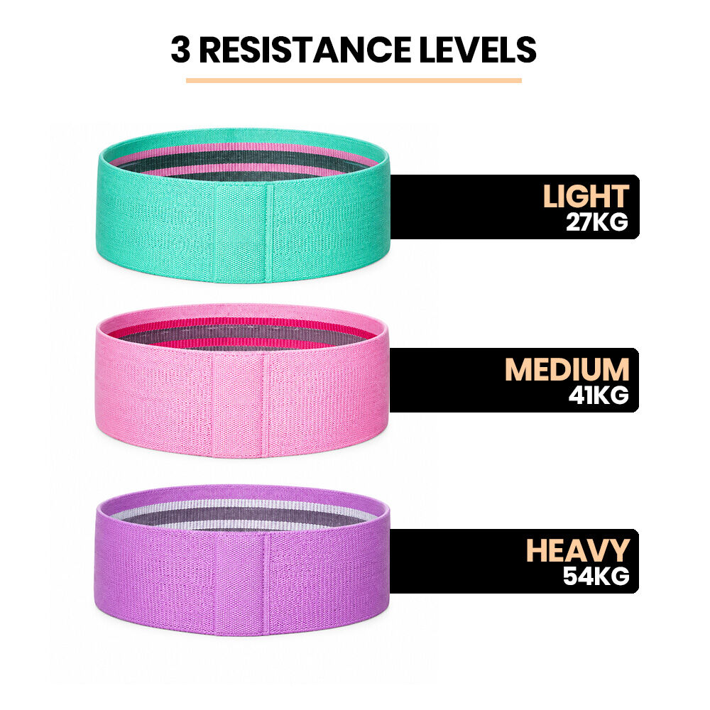 3-Piece Hip Resistance Band with Storage Bag, Green, Pink, Purple Pack
