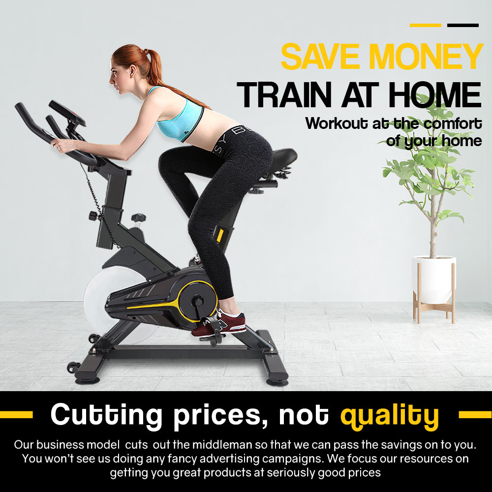 Commercial Spin Bike with Steel Flywheel and LCD Monitor for Home Gym