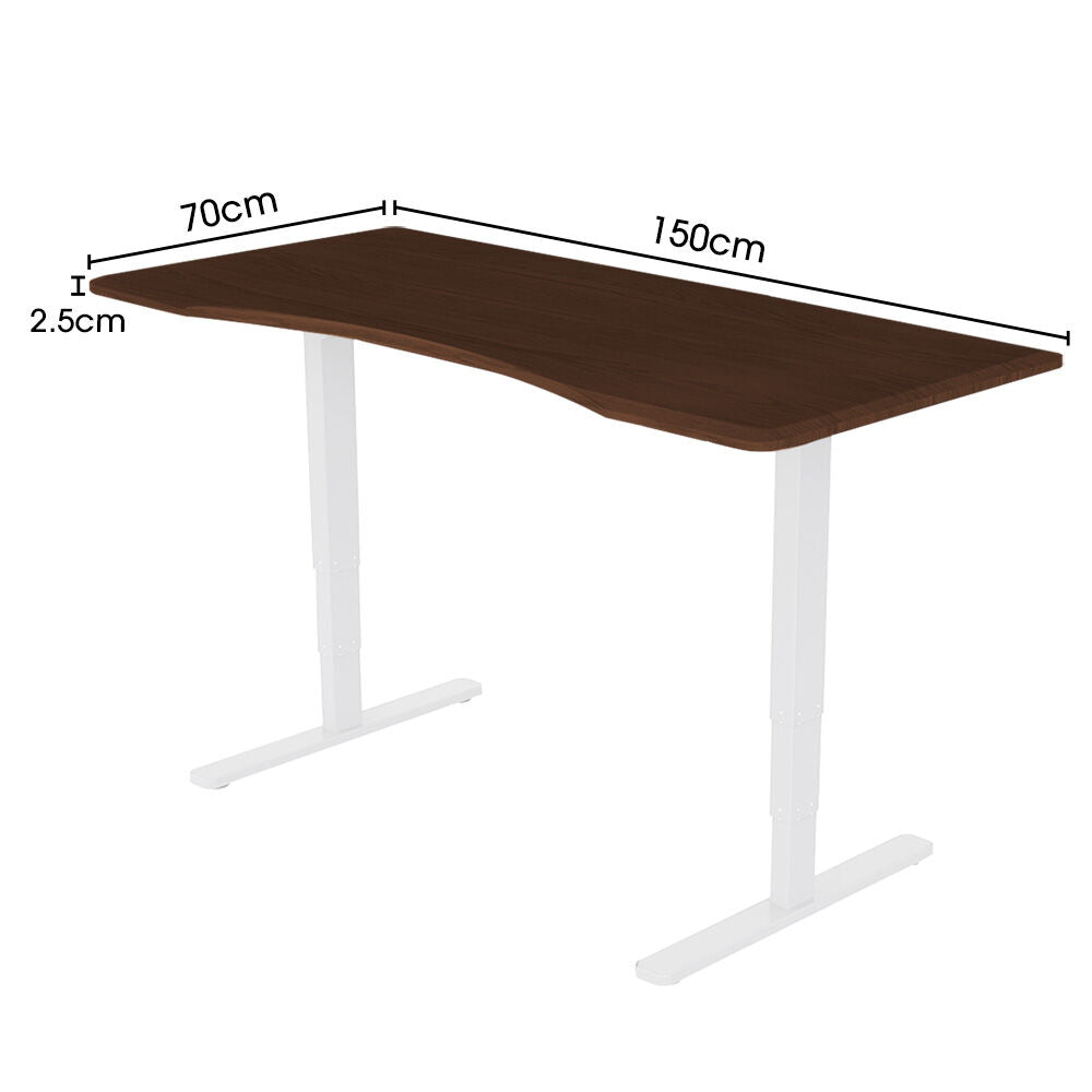 150x70cm Walnut Style Desktop for Height Adjustable Desk, Premium MDF