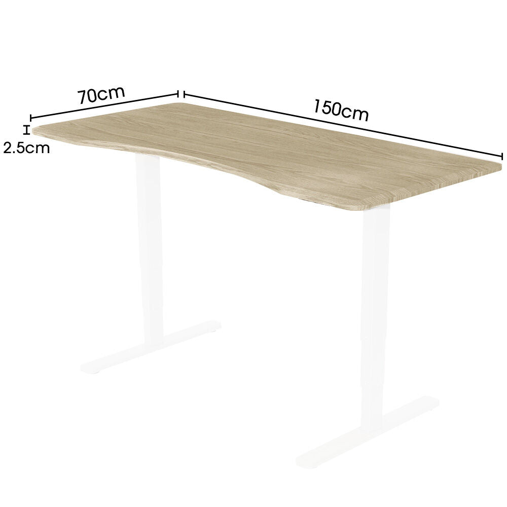 White Oak Style 1.5m Desktop for Height Adjustable Desk, Arched Front Design
