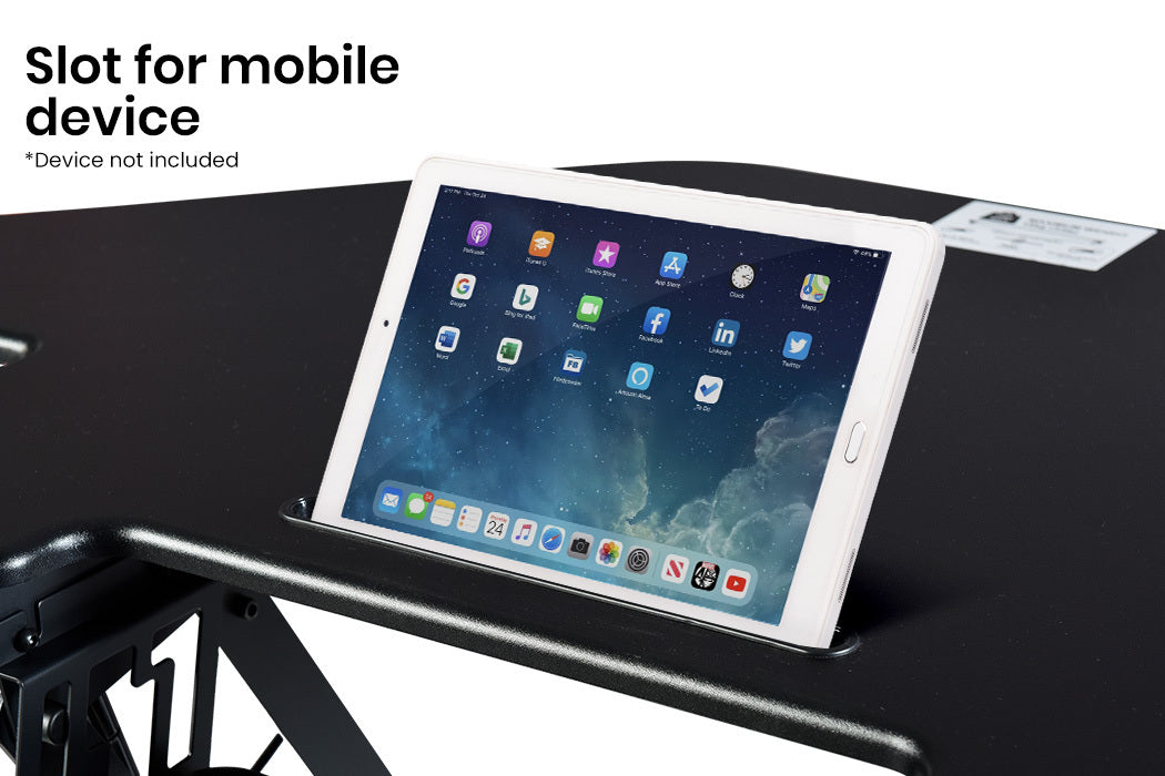 Corner Desk Riser, Adjustable Sit-Stand for Dual Monitors, 110cm, Black