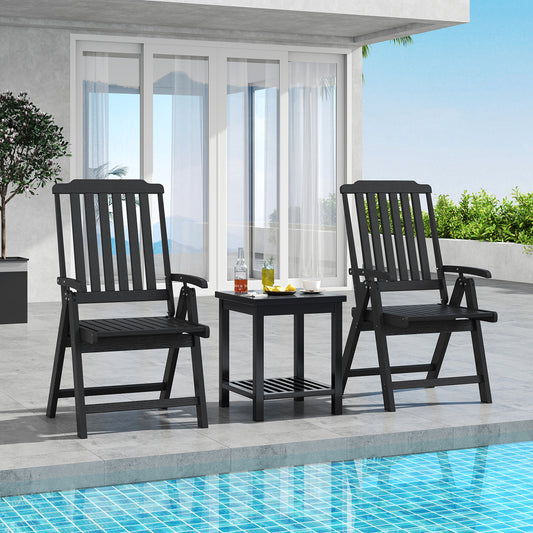 Foldable Patio All-Weather HDPE Outdoor Dining Chair with Armrest-Black
