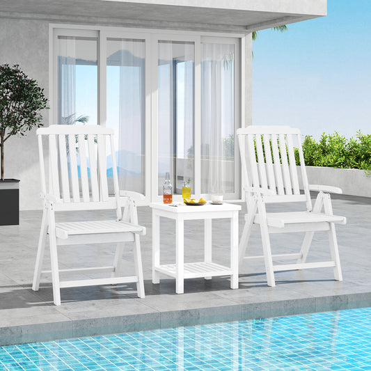 Foldable Patio All-Weather HDPE Outdoor Dining Chair with Armrest-White