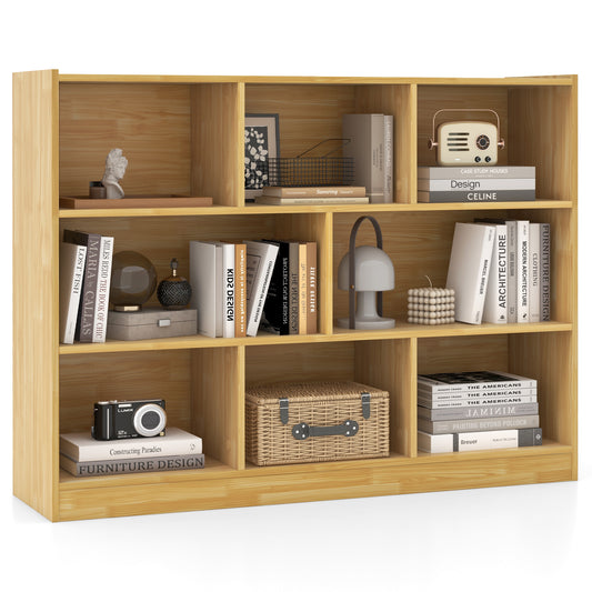 Freestanding 3-tier Open Bookshelf Modern 8-Cube Storage Display Shelving-Yellow