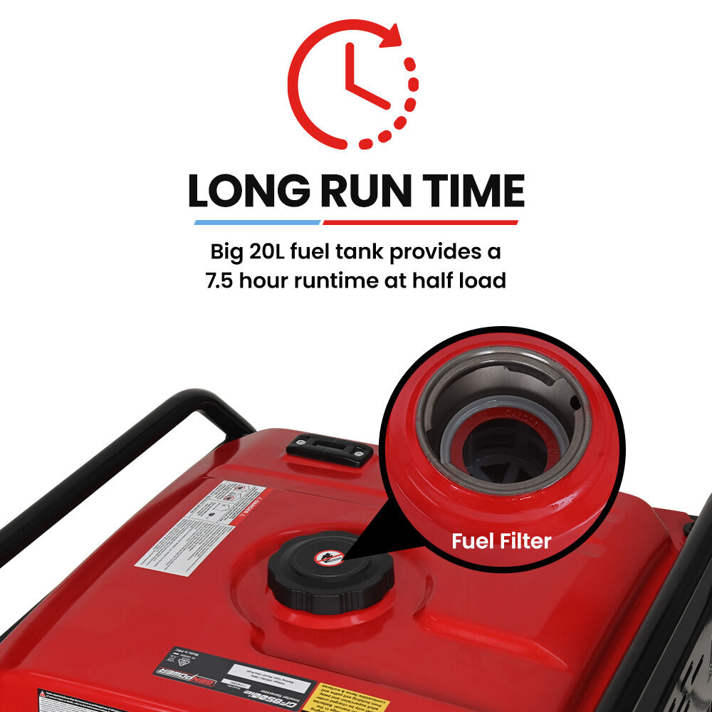 8.5kW Inverter Generator with Push-Button Start, 20L Tank, Mobile & Safe Use
