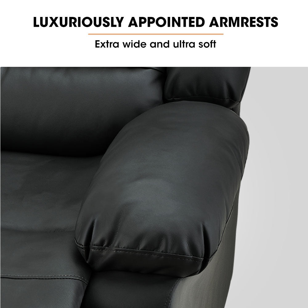 Luxury Recliner Lounge Chair - Faux Leather Armchair for Home Theatre