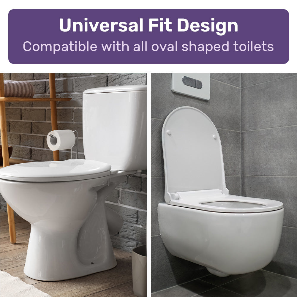Raised Toilet Seat with Lid - 0.1m Riser, 125kg Capacity, Universal Fit, White