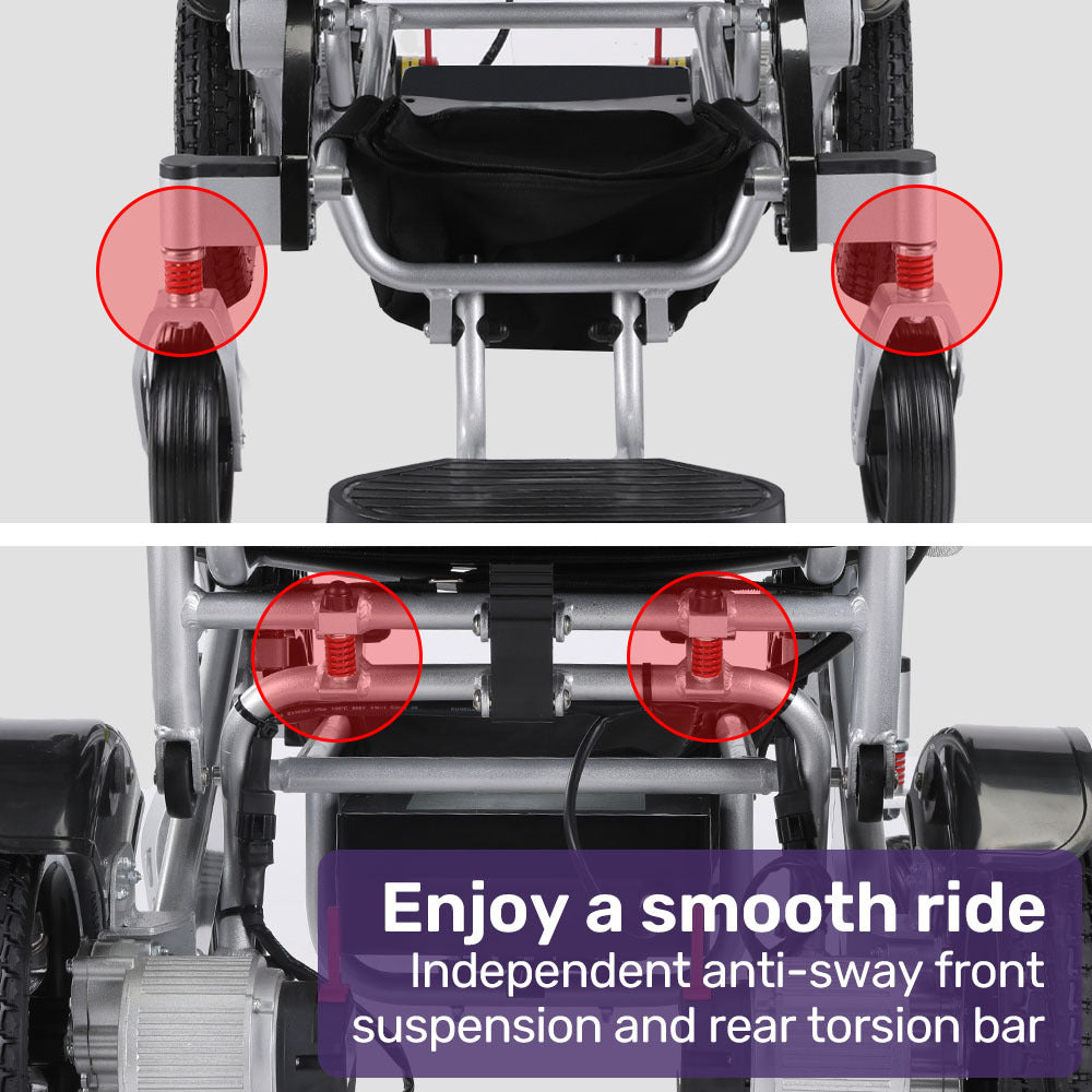 Electric Folding Wheelchair with 15km Range and Remote Control, 130kg Capacity