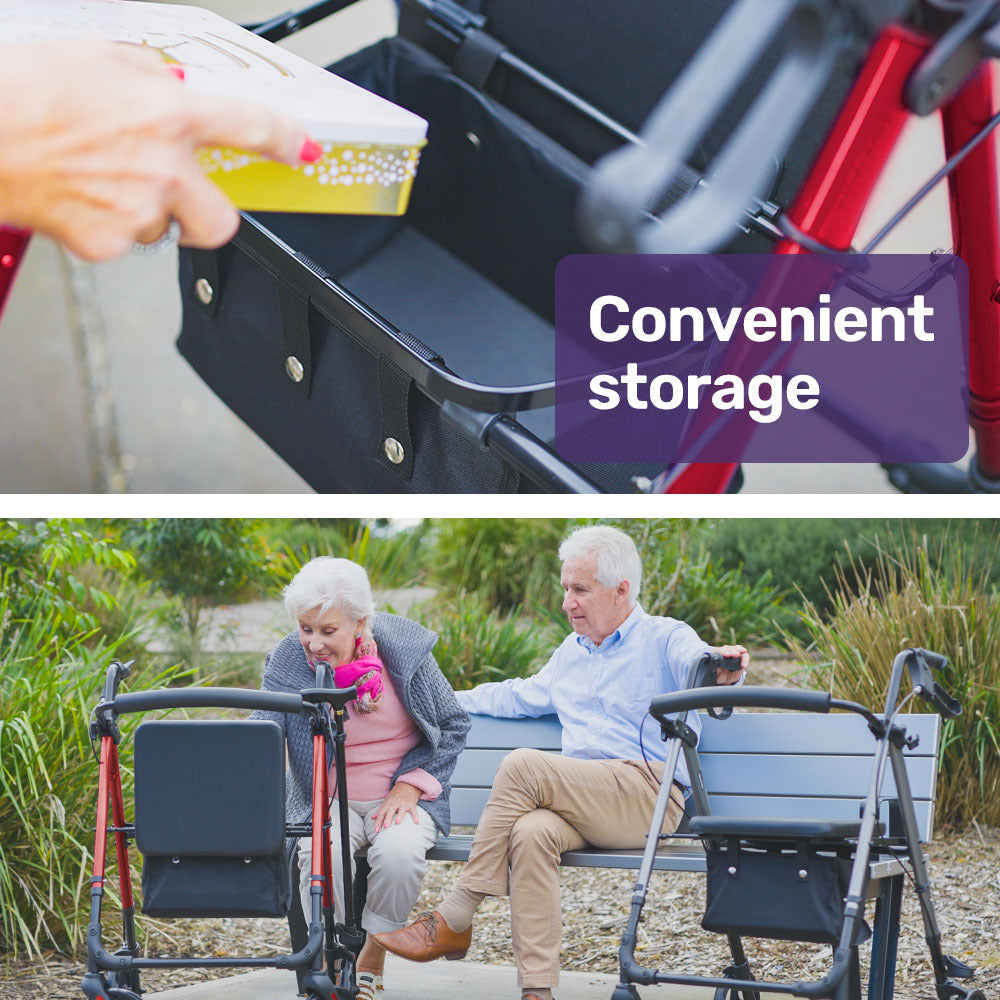 Lightweight Rollator Walker with Seat & Storage, 0.23m Frame, 136kg Capacity